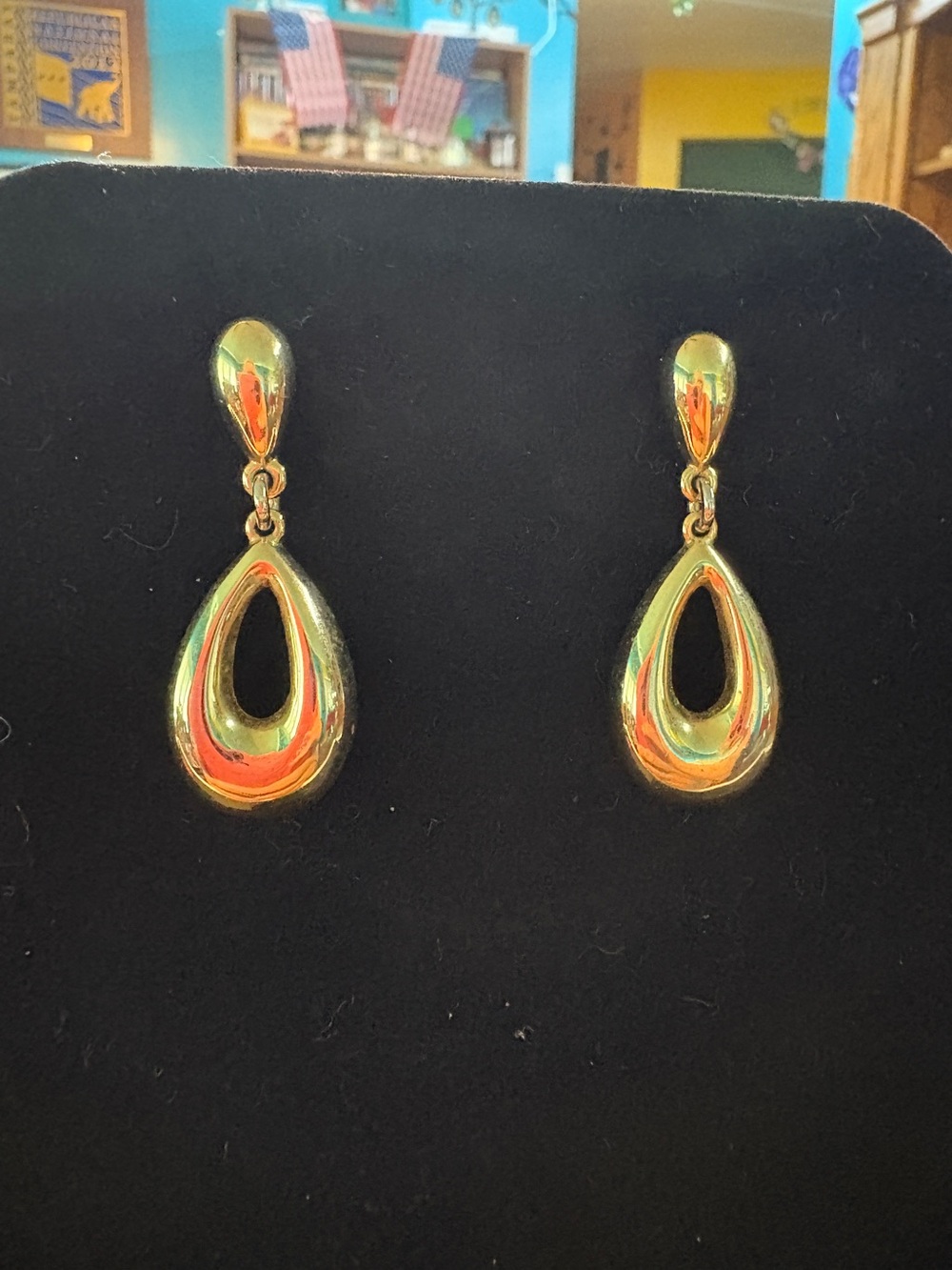 Gold Tone Teardrop Dangle Earrings - Women Jewelry